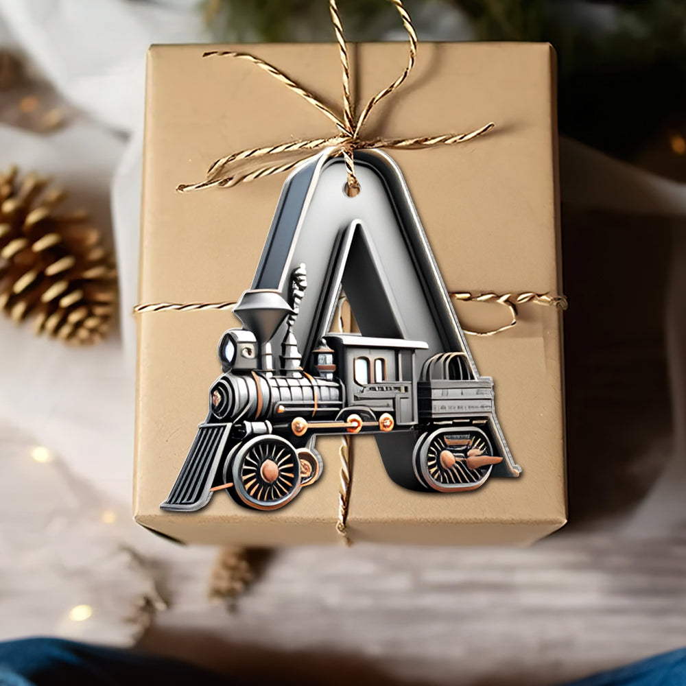 Personalized Christmas Train Alphabet Letter Acrylic Ornament