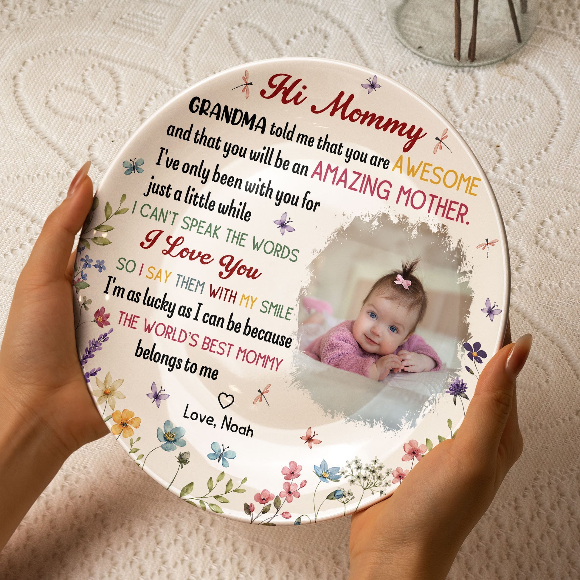 The World's Best Mommy Belongs to Me - Personalized Ceramic Photo Plate Mom Gift