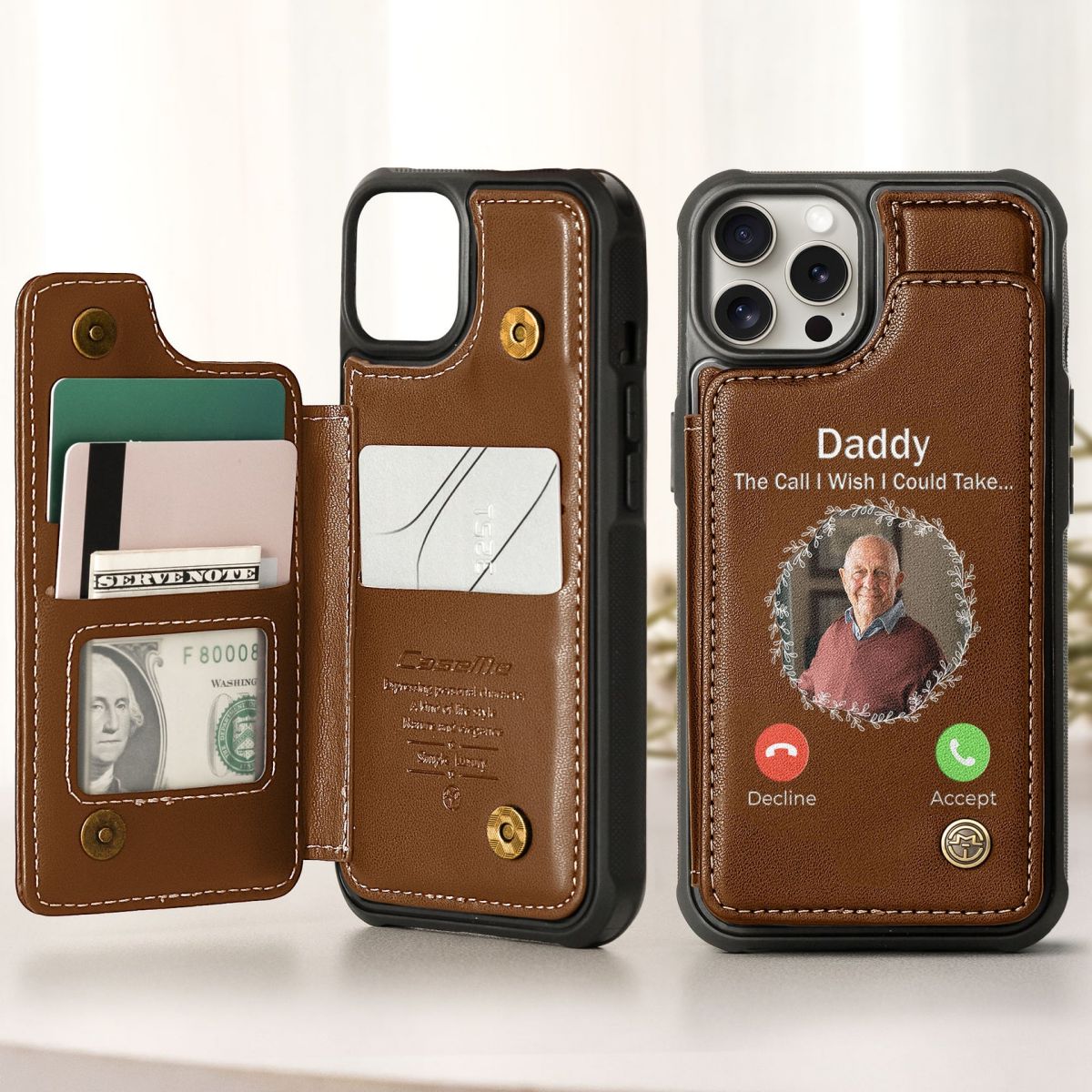 The Call I Wish I Could Take - Personalized Photo Leather Flip Wallet Phone Case