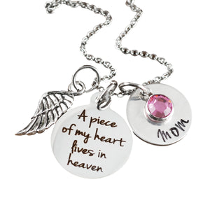 "A Piece Of My Heart"Personalized Birthstone Memorial Necklace