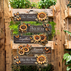 This Is Us, Our Home - Personalized Family Sunflower Pallet Wood Sign