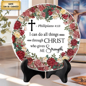 Personalized Bible Verse Round Ceramic, Motivational Sign, Christian Gift, Inspirational Faith Ceramic