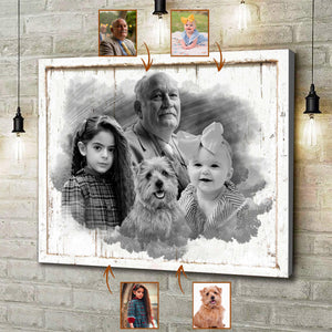 Add Deceased Loved One to Photo,Personalized Family Portrait Memorial Canvas Poster, Combine Photos