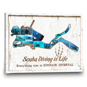 Scuba Diving Photo Collage, Scuba Diver Gifts For Divers, Gift For Him Her Boyfriend Canvas/Poster