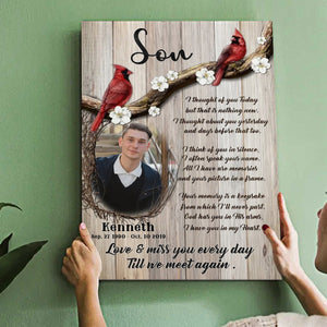 Personalized Cardinal Memorial Photo Canvas Poster,Love And Miss You Every Day