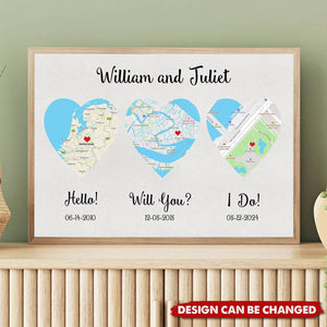 Hello - Will You - I Do - Standard Style - Personalized Map Poster