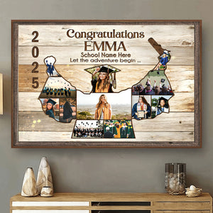 Personalized Graduation Photo Collage Canvas Poster, Graduation Gift, Class of 2025, Senior Gift