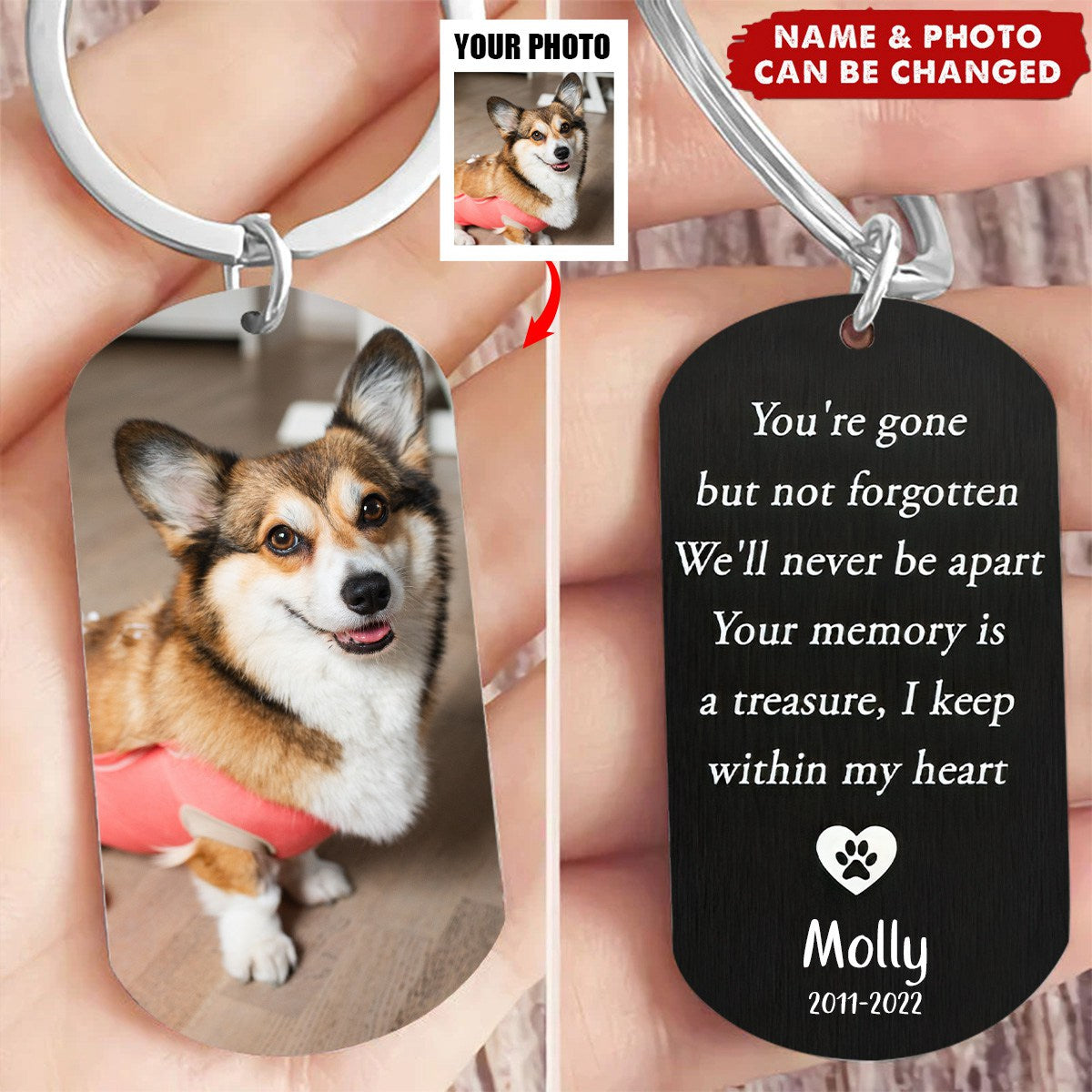 You're Gone But Not Forgotten - Personalized Photo Stainless Steel Keychain Gift For Pet Lovers