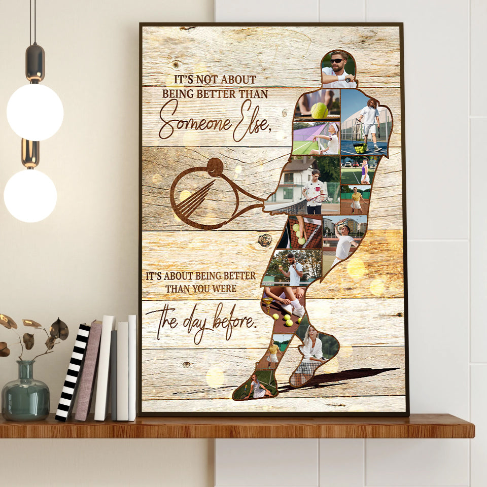 Tennis Player Collage Canvas Personalized Gift For Tennis Coach