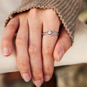 Always Keep Me In Your Heart - Mama & Daughter Layered Heart S925 Ring