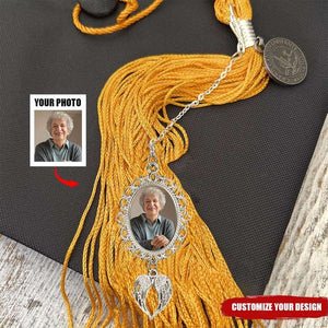 Personalized Graduation Tassel Photo Charm with Angel Wings