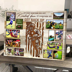 Personalized American Football Player Photo Collage Canvas Poster,Coach Gift