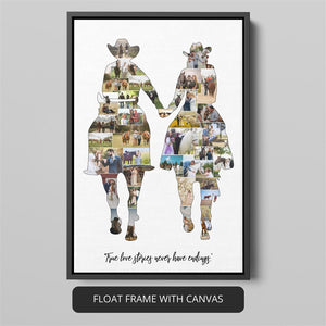 Horse Couple Themed Personalized Custom Photo Collage Poster Cowboys Cowgirls Gifts