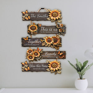 This Is Us, Our Home - Personalized Family Sunflower Pallet Wood Sign