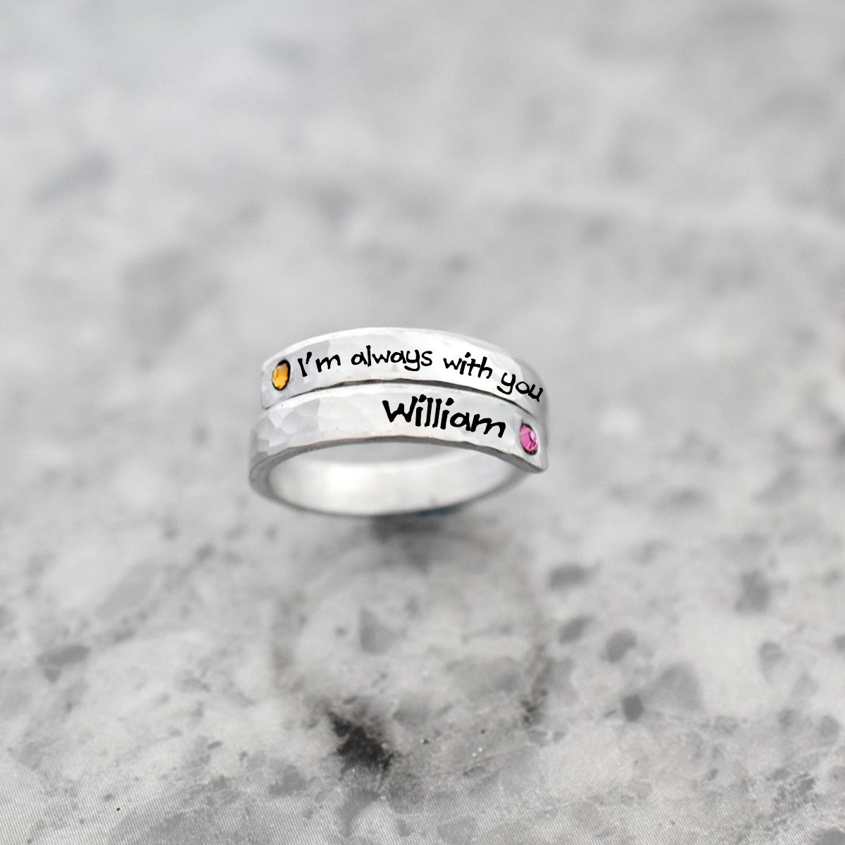 Personalized I'm always with you Memorial Birthstone Ring