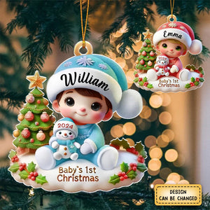 Personalized Precious Moments Baby’s First Christmas Dated 2024 Acrylic Ornament, Lovely Keepsake to Celebrate Baby's First Christmas