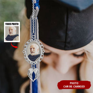 Personalized Graduation Tassel Photo Charm with Angel Wings