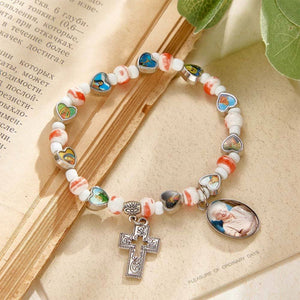 Personalized Photo Rosary Beads Cross Memorial Bracelet