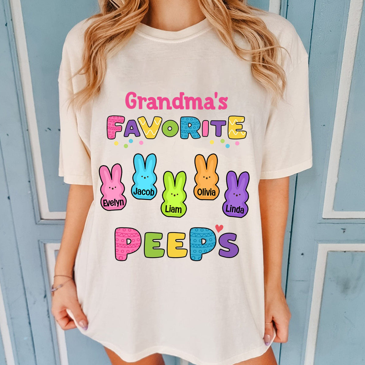 Personalized Gift For Grandma Mom Kids Easter Bunny Pure Cotton T-shirt