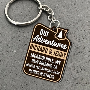 Our Adventures, Custom Camping Couple Photo Personalized Acrylic Keychain