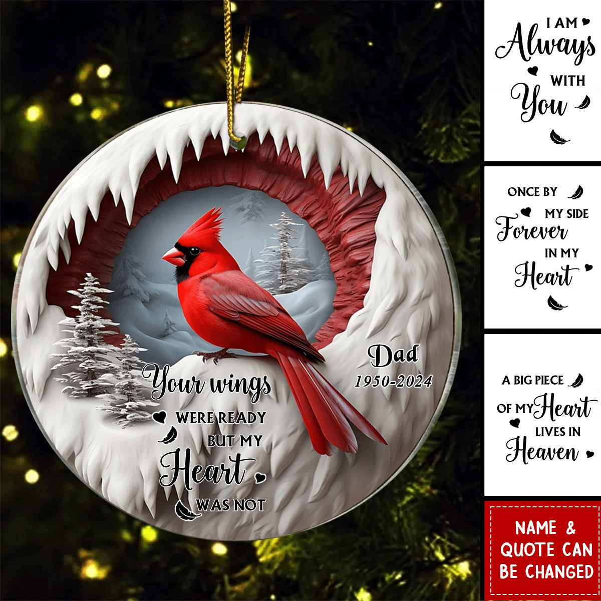 Personalized Cardinal Memorial Acrylic Ornament