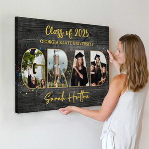 Personalized Grad Photo Collage Canvas Poster,Graduation Gifts,Class Of 2025