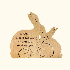 Personalised Wooden Family Cuddling Bunnies Puzzle Tabletop Decoration Easter Gift for Kids