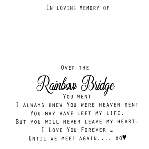 Personalized Rainbow Bridge Loss of Dog Cat Memorial Necklace