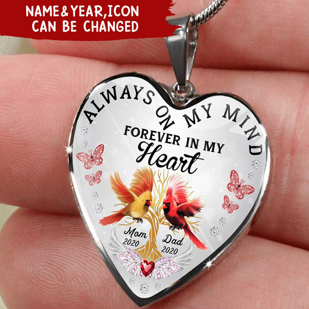 Always On My Mind Forever In My Heart Cardinals Memorial Personalized Necklace