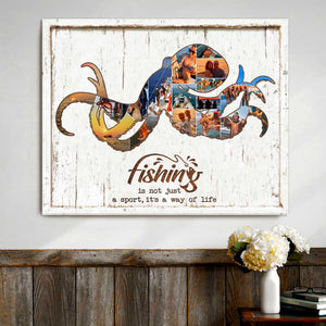 Octopus Fishing Photo Collage Personalized Canvas/Poster Gift