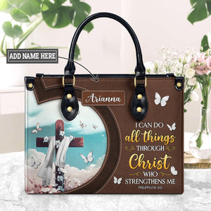 Personalized I Can Do All Things Through Christ-Bible Verse Leather Bag