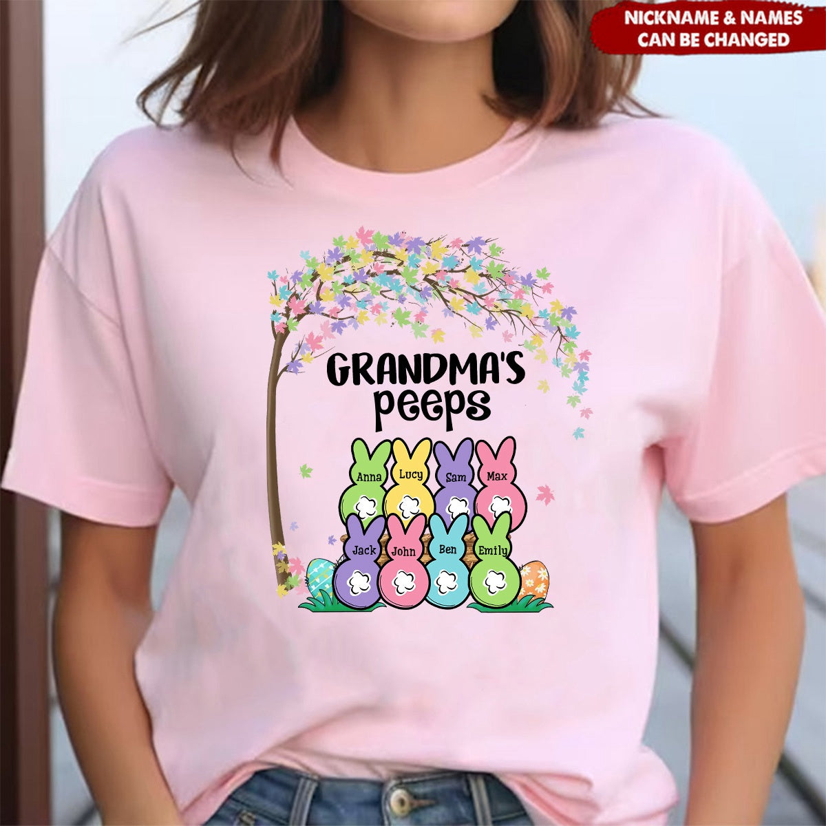 Personalized Easter Custom Grandma's Bunnies Pure Cotton T-Shirt