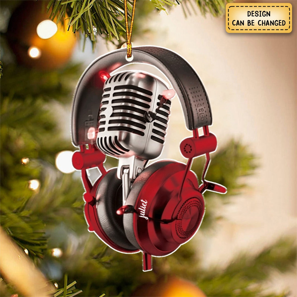 Personalized Microphone Christmas Ornament, Gift For Sing Lover