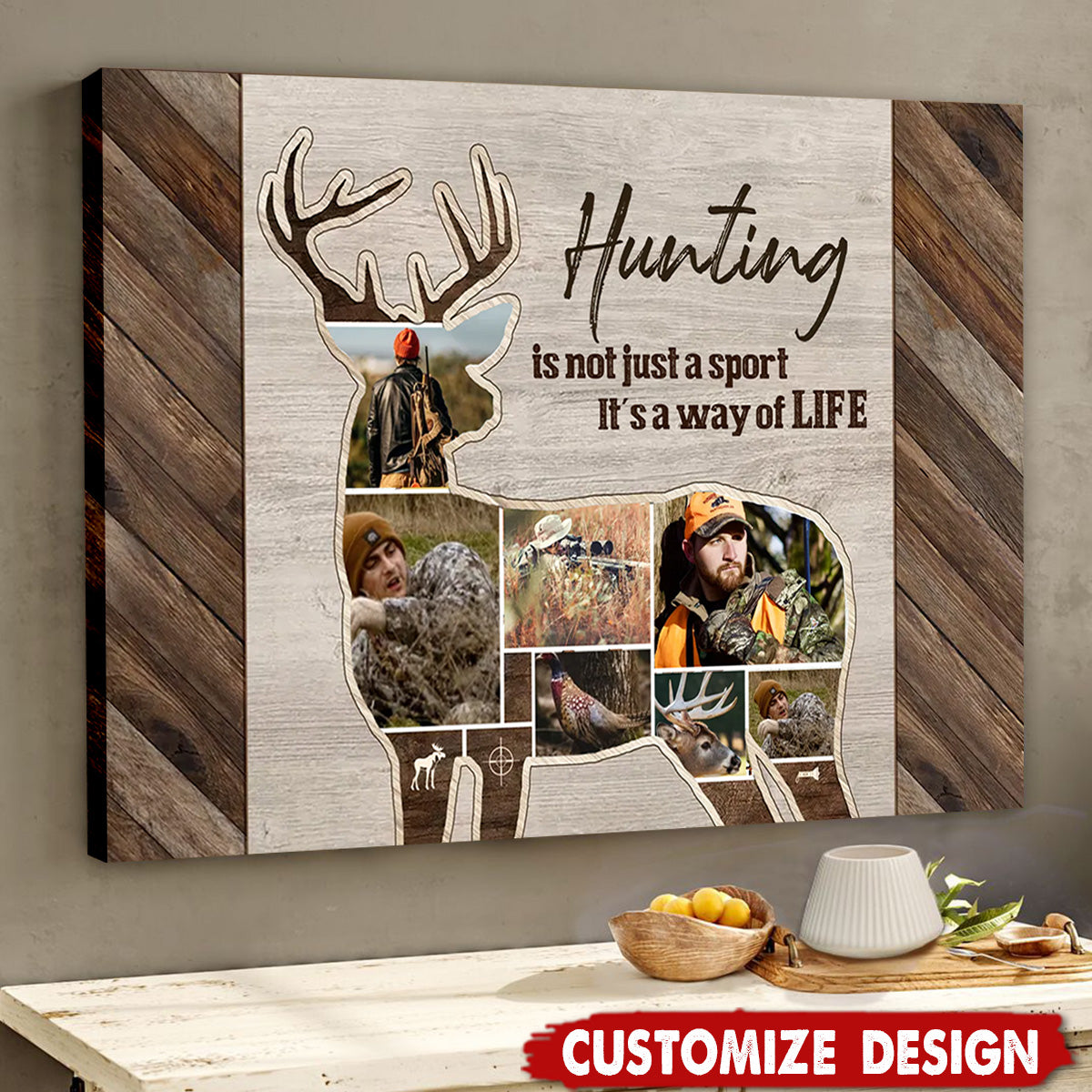 Hunting Deer Photo Collage Personalized Canvas, Gifts For Hunting Man