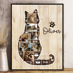 Personalized Cat Photo Collage Canvas, Cat Memorial Gifts, Cat Lover Christmas Gift