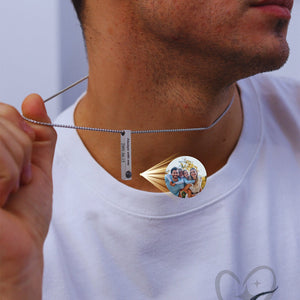 Personalized bar name necklace with photo, photo projection necklace for Dad, Man, Friend