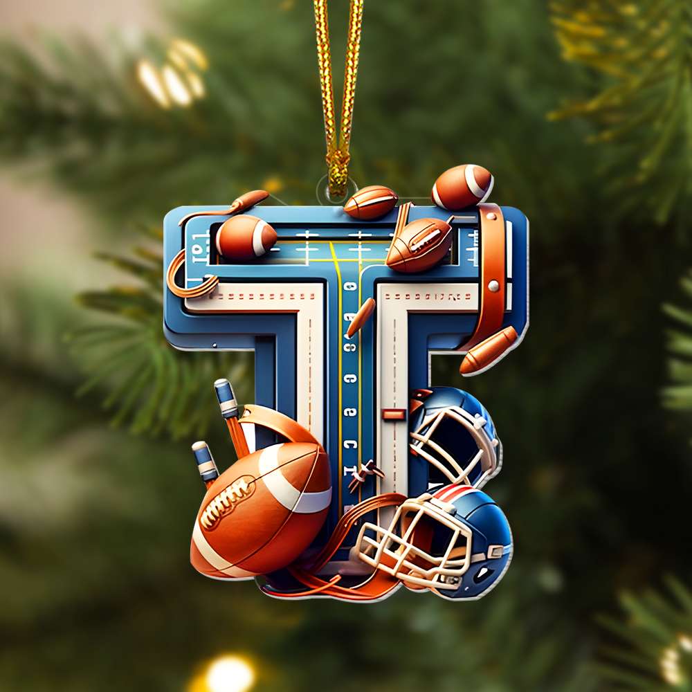 Football Ornament - Personalized Alphabet Letter Gifts With Football Lovers