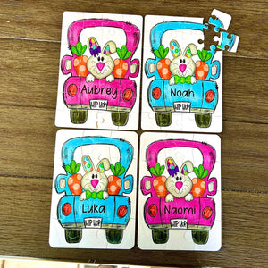 Personalized Easter Bunny Truck Puzzle, Easter Basket Stuffers for Girls, Boys, Kids Gift