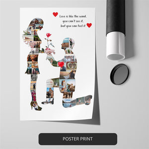 Couple Themed Give Flowers Personalized Custom Photo Collage Poster Gift