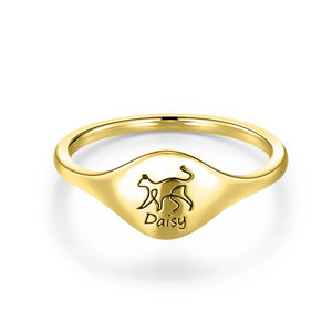 Personalized Cute Cat Dog Rabbit Animal Line Silhouette Ring Birthday Anniversary Gift For Her