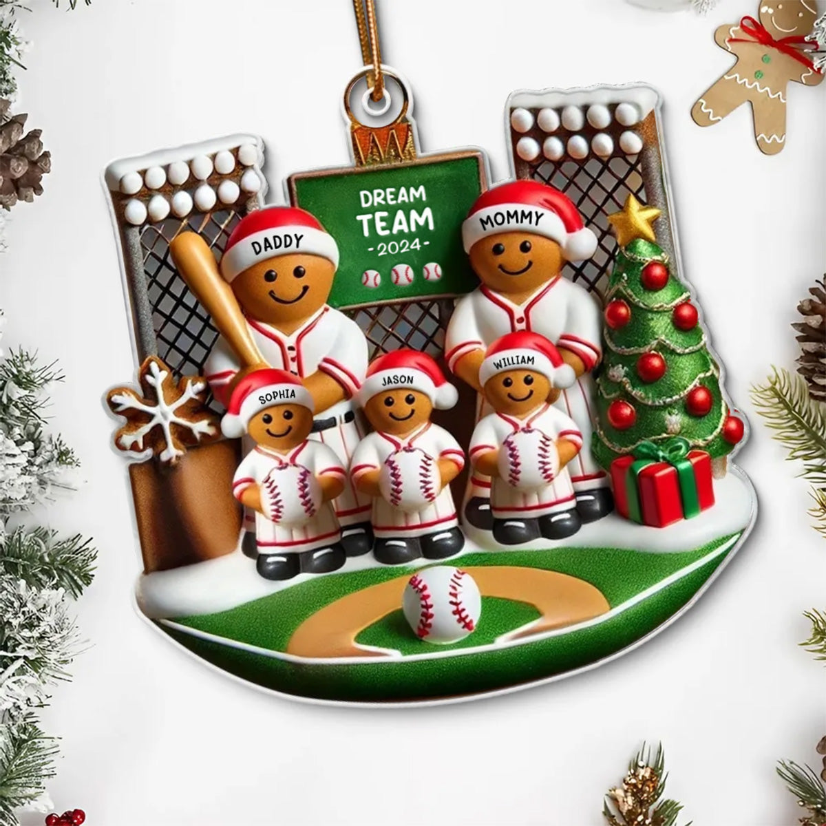 Baseball Family On Field Sport Lover Personalized Acrylic Ornament