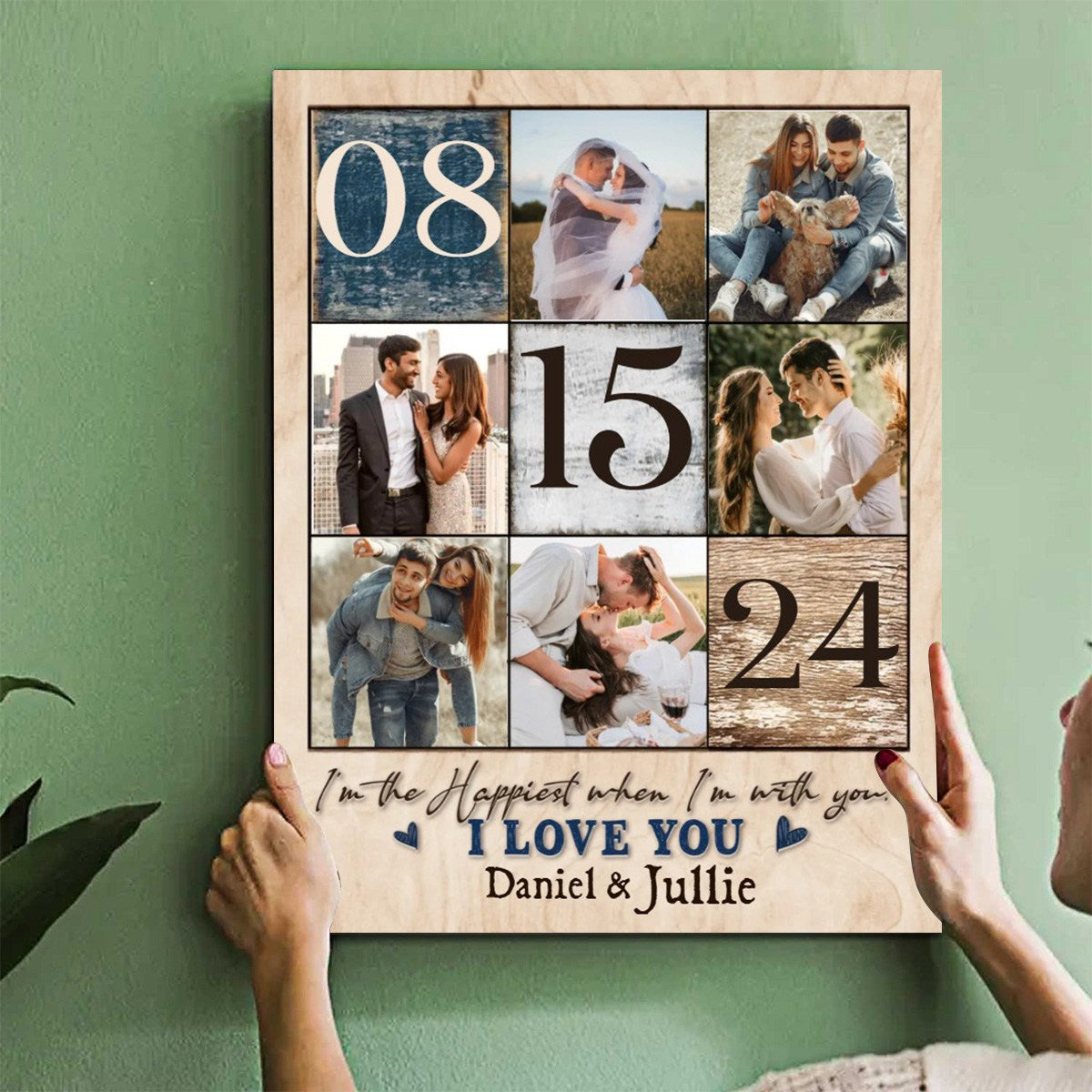 Personalized Couple Photo Collage Canvas Poster,Anniversary Gift