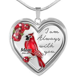 Personalized Memorial Heart Cardinal Necklace I Am Always With You