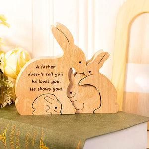 Personalised Wooden Family Cuddling Bunnies Puzzle Tabletop Decoration Easter Gift for Kids