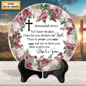 Personalized Bible Verse Round Ceramic, Motivational Sign, Christian Gift, Inspirational Faith Ceramic