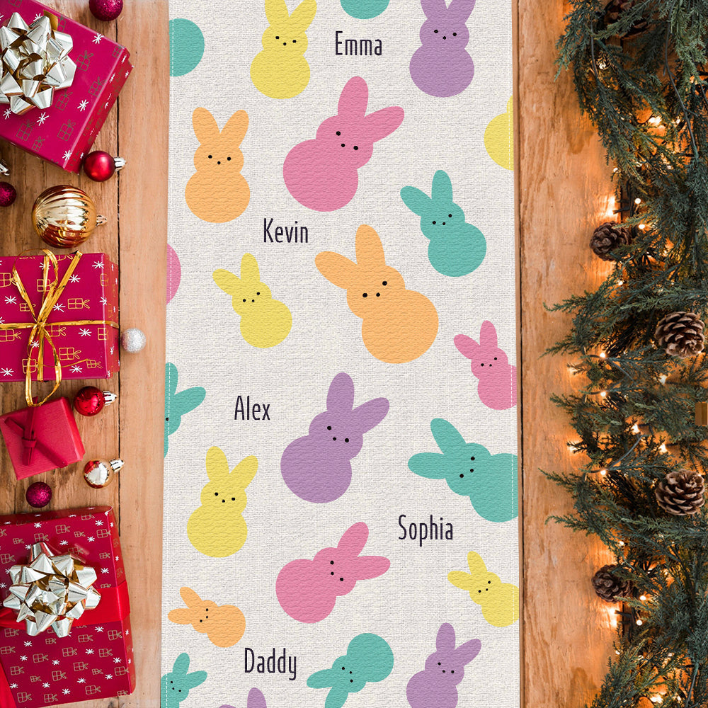 Happy Easter - Personalized Family Bunnies Table Runner