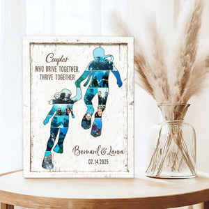 Scuba Gifts For Divers, Personalized Scuba Diving Couple Photo Collage Canvas