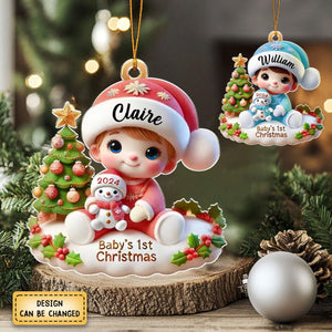 Personalized Precious Moments Baby’s First Christmas Dated 2024 Acrylic Ornament, Lovely Keepsake to Celebrate Baby's First Christmas