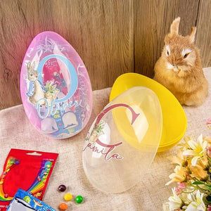 Personalized Cute Bunny Initial Fillable Big Easter Egg Toy Basket Stuffers Gift for Kids