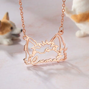 Personalized Cute Dog Cat Breed Ears Necklace